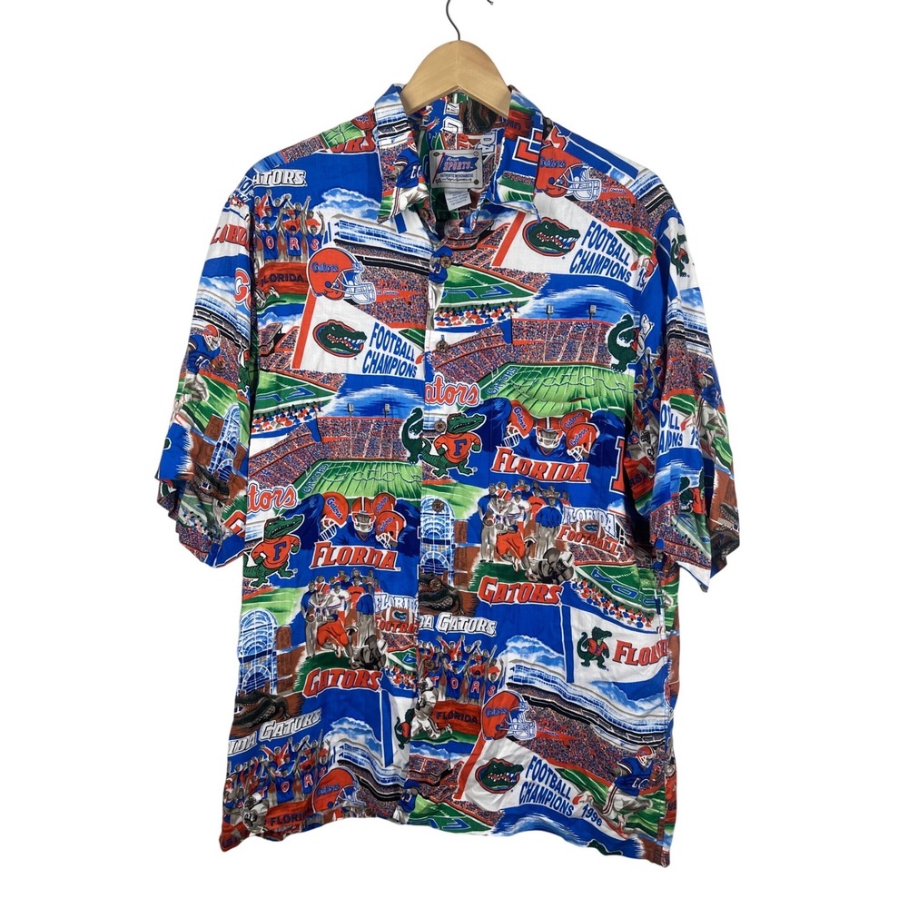 Reyn Spooner Florida Gators 1996 Football Champions Rayon Shirt Mens Large Blue